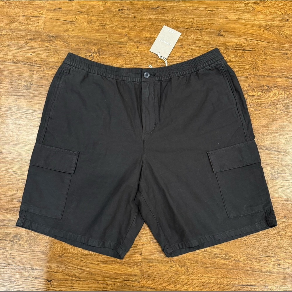 Everlane Black Organic Cotton Linen Casual Cargo Shorts Bermudas Men's XL 38x8.5